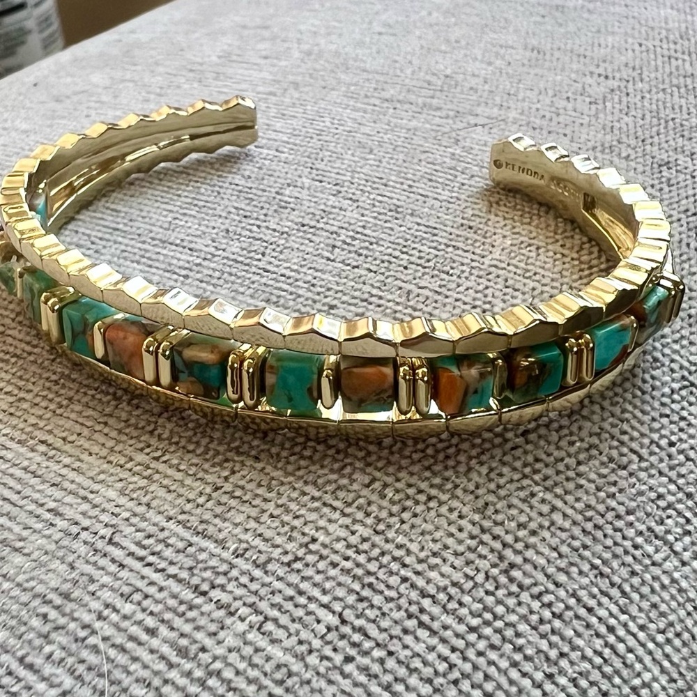 Kendra Scott Gold Cuff Bracelet with Multicolor Stones - Picture 2 of 3